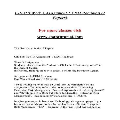 CIS 558 Education Organization / snaptutorial.com