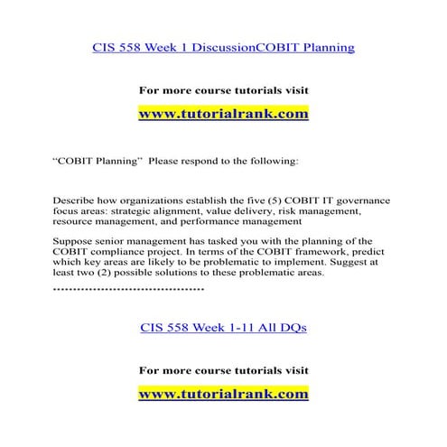 CIS 558  Effective Communication - tutorialrank.com