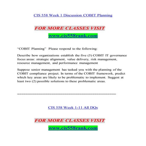 CIS 558 RANK Lessons in Excellence--cis558rank.com