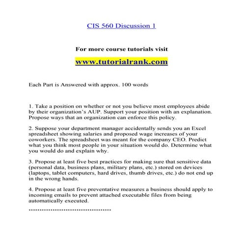 CIS 560 Effective Communication - tutorialrank.com