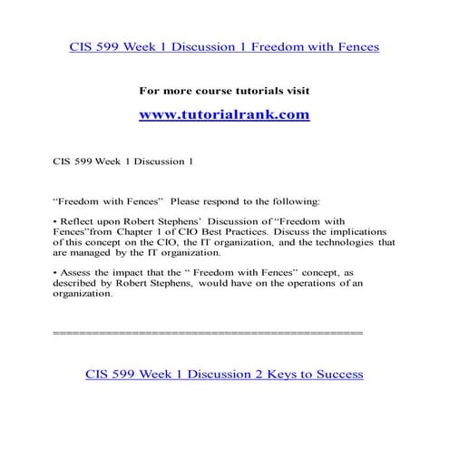  CIS 599 Inspiring Innovation/tutorialrank.com