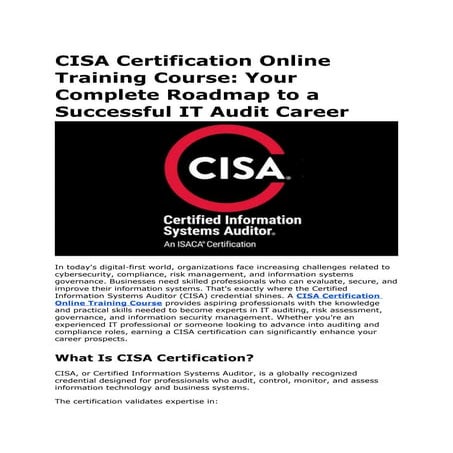 CISA Certification Training: Build IT Audit Expertise | PDF
