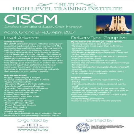 CISCM- SUPPLY CHAIN MANAGER, 24-28 april, ACCRA