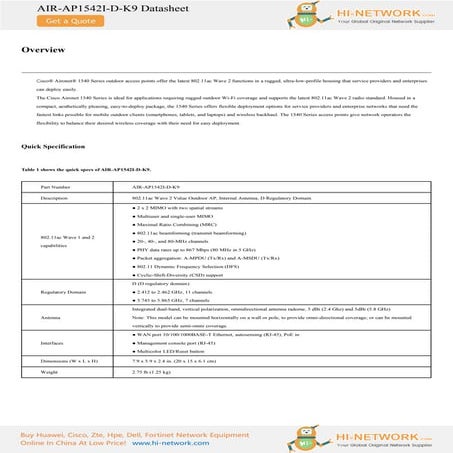 cisco-air-ap1542i-d-k9-datasheet.pdf | Computer Networking | Computing