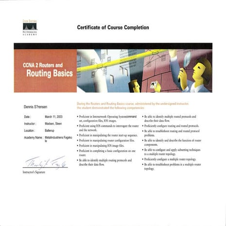 Cisco CCNA - Semester 3 - Certificate of course completion | PDF