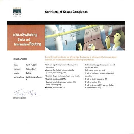 Cisco CCNA - Semester 3 - Certificate of course completion | PDF