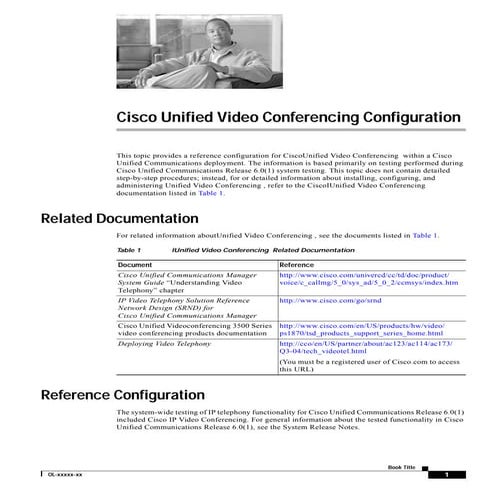 Cisco Unified Video Conferencing Configuration