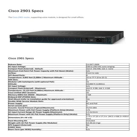 Cisco 2901 specs