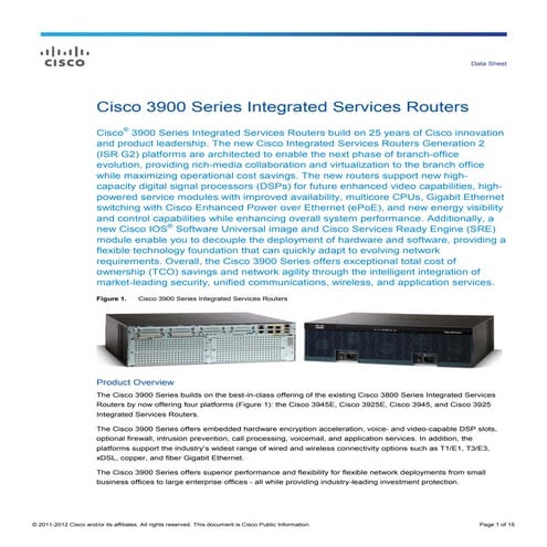 Cisco 3900 series integrated services routers 
