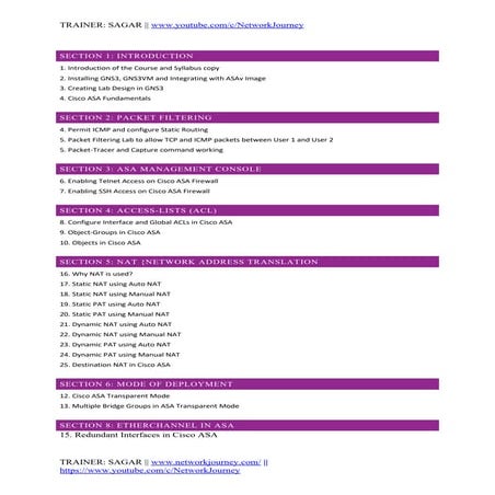Cisco ASA Full Syllabus Outline