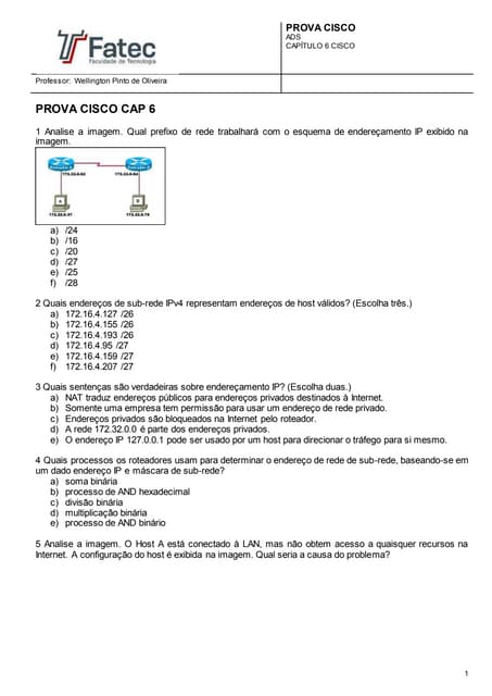 Questões Cisco CCNA Cap 6