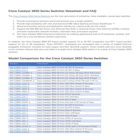 Notice Cisco Catalyst 3850: Cisco Catalyst 3850 Installation – DTRVC