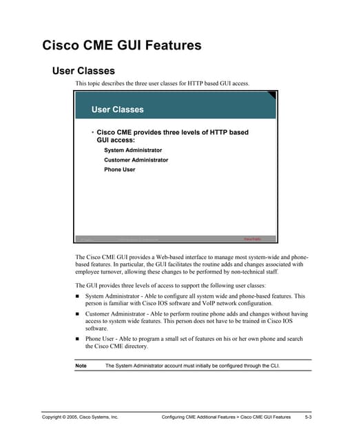 Cisco cme gui features