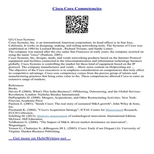 Cisco Core Competencies | PDF