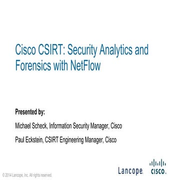 Cisco CSIRT Case Study: Forensic Investigations with NetFlow