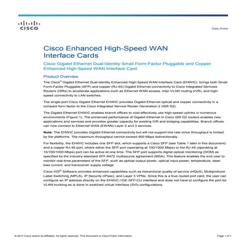 Cisco enhanced high speed wan interface cards.