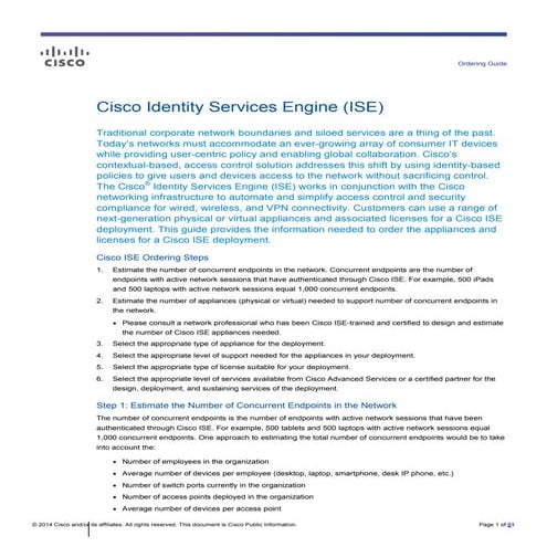 Cisco identity services engine (ise) ordering steps &amp; guide