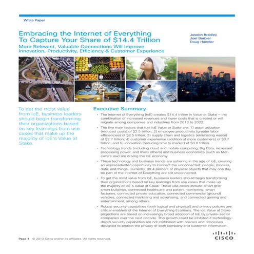 Cisco IoT IoE Economy Report 2013