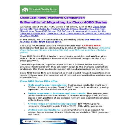 Cisco isr 4000 platform comparison &amp; benefits of migrating to cisco 4000 ...