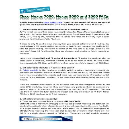 Cisco nexus 7000, nexus 5000 and 2000 fa qs