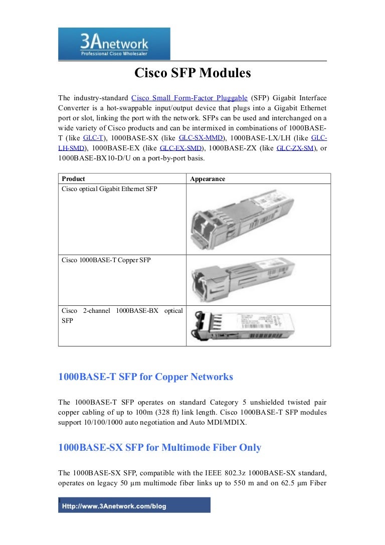 Cisco sfp modules