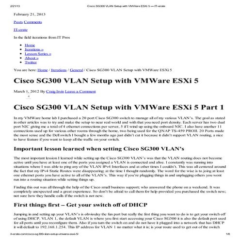 Cisco sg300 vlan setup w..