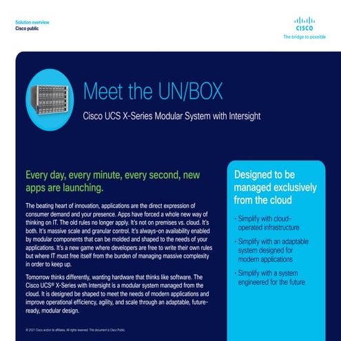 Cisco UCS X-Series Modular System: Cloud-Managed Future-Ready ...