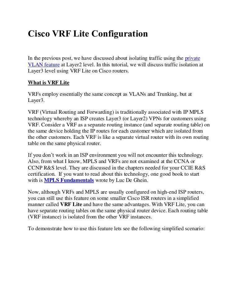 Cisco Vrf Lite Configuration Examples – UAVNB