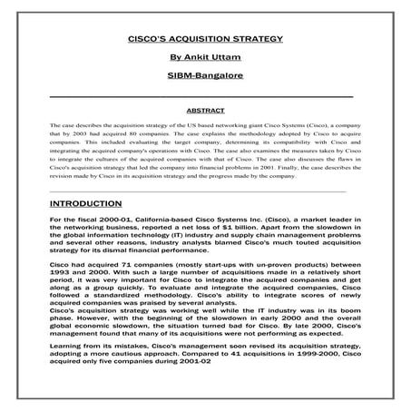 Cisco white paper on Merger and Acquisition