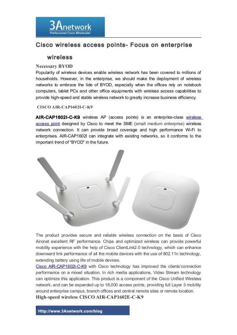 Cisco wireless access points focus on enterprise wireless