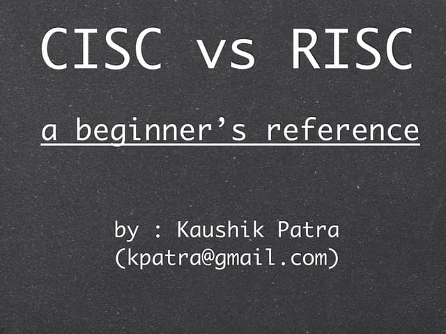 CISC vs RISC Processor Architecture