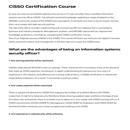 CISSO Certification|  CISSO Training | CISSO