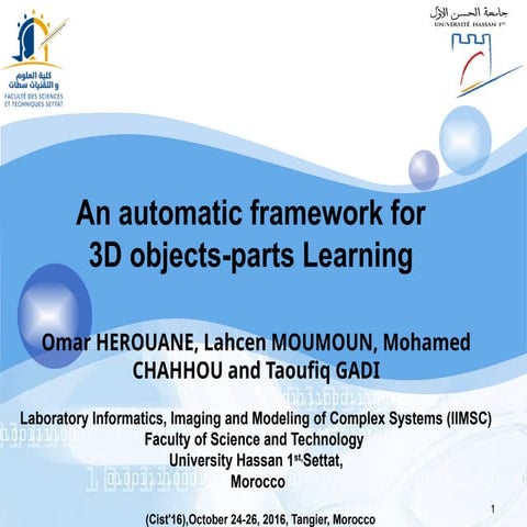 Automatic framework for 3D Objects-parts LearningCist'16.pptx