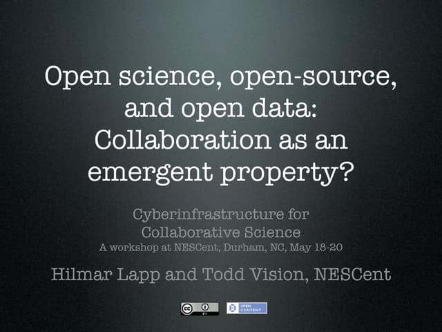 Open science, open-source, and open data: Collaboration as an emergent property?