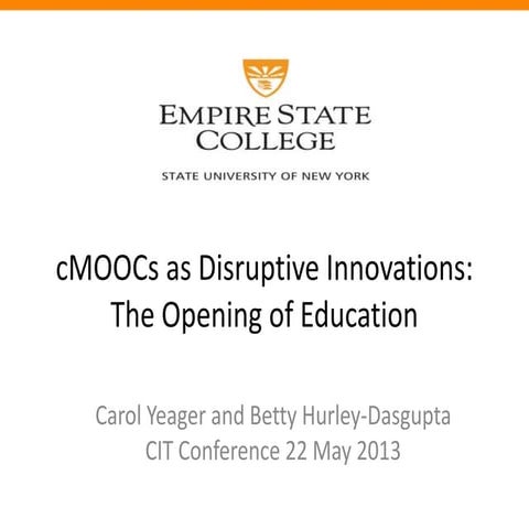cMOOCs as Disruptive Innovations: The Opening of Education