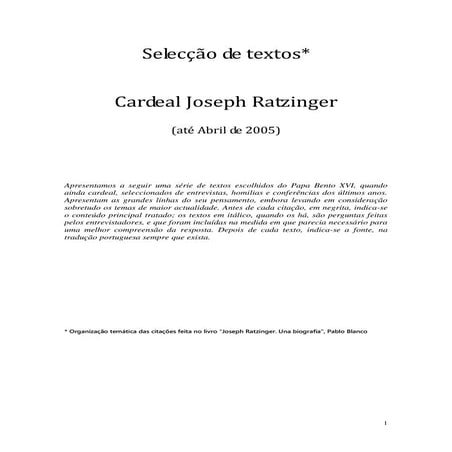Citacoes Cardeal Joseph Ratzinger | PDF