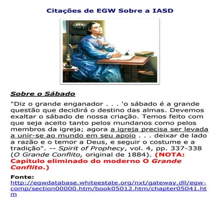 Citações chocantes de Ellen White sobre a IASD