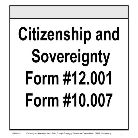 Citizenship and Sovereignty, Form #12.001