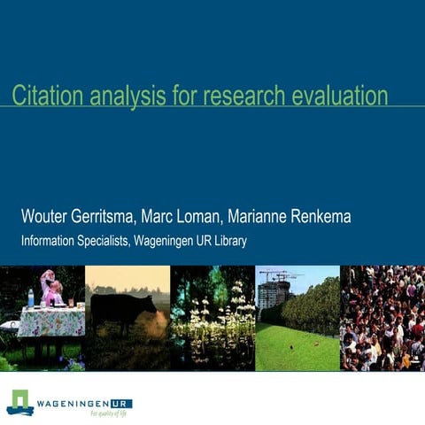 Citation analysis for research evaluation