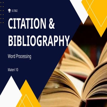 Comprehensive Guide to Citation and Bibliography Using Word Processing ...