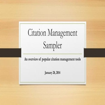 Citation Management Software Sampler