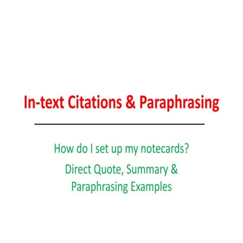 Citations & paraphrasing
