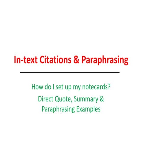 In-Text Parenthetical Citations