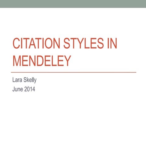 Citation Styles in Mendeley