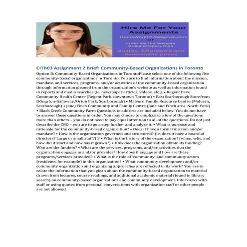 Assignment #5 Community Based Organization Profile Due.docx