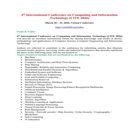 🌐 4th International Conference on Computing and Information Technology ...