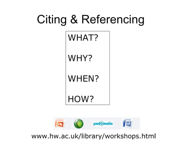 Citing and Referencing Workshop