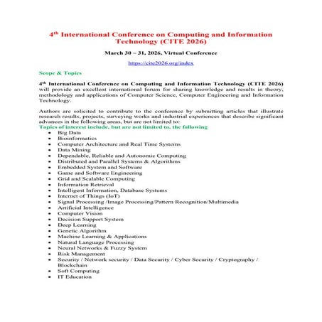 3rd International Conference on Computing and Information Technology ...