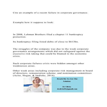 Cite an example of a recent failure in corporate governance..docx