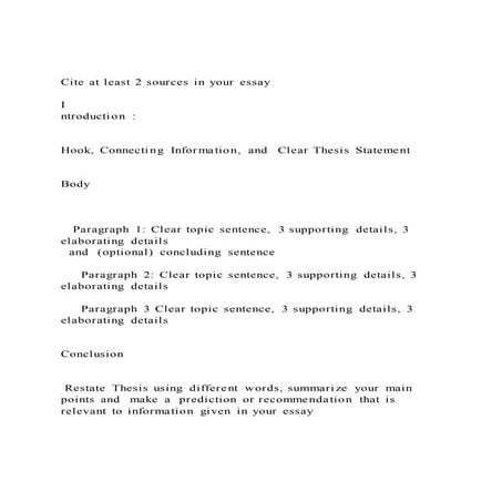 Cite at least 2 sources in your essayIntroduction H | DOCX